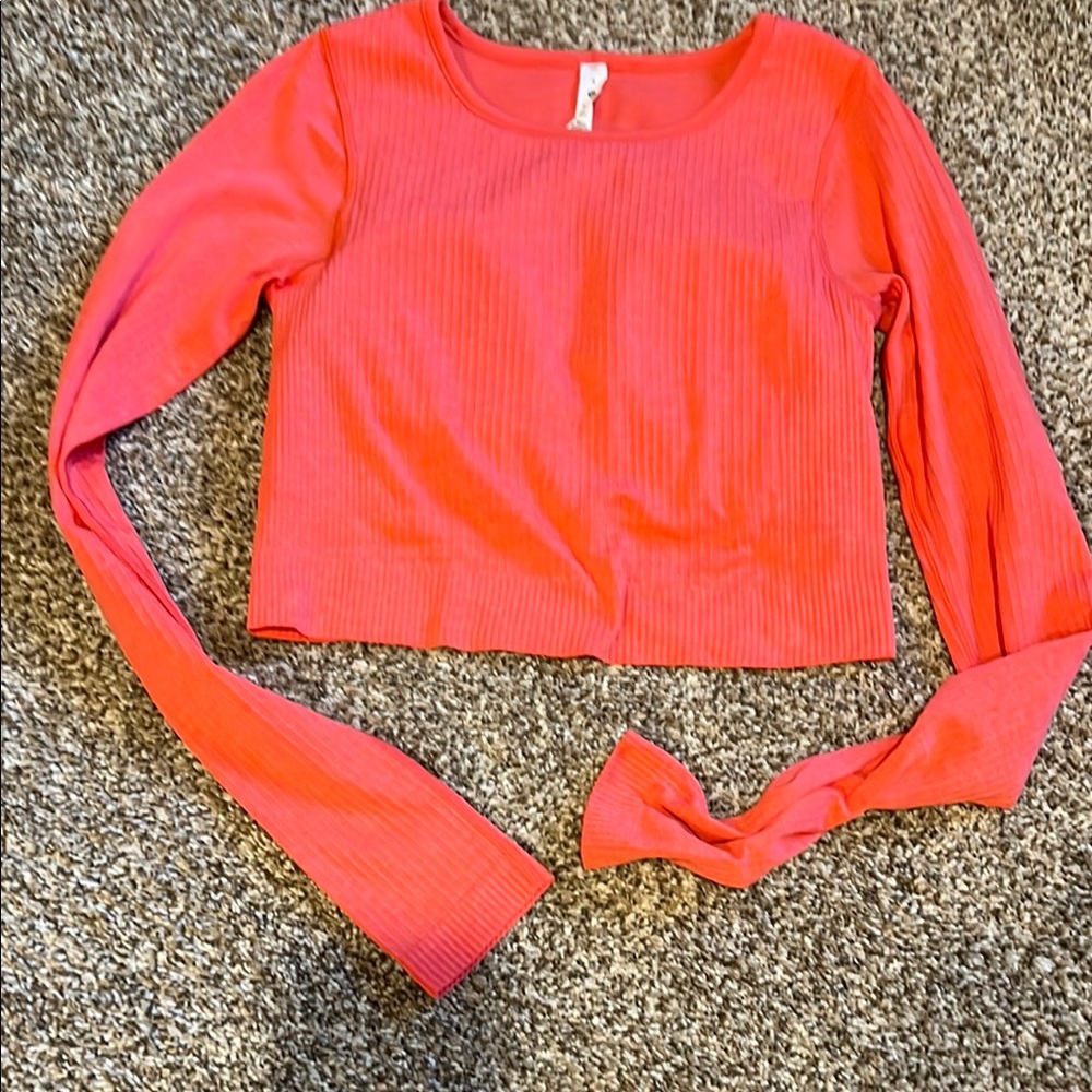 Lululemon Women's Ribbed Long Sleeve Top - Coral Size 6